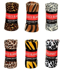 Winter Fleece Throw Blankets - Animal Prints - 50" x 60"  Case Pack 48