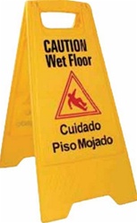 Yellow Two-Sided Wet Floor Caution Sign - 12 X 25 Inches High  Case Pack 12